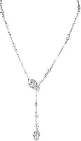 EVER FAITH® Gothic Jewelry 2 Skull Cross Austrian Crystal Punk Y-Shaped Halloween Necklace in Saudi Arabia