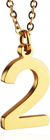 HZMAN Womens Stainless Steel Number 0-9 Charms Pendant Necklace 2 Colors Gold Silve in Saudi Arabia