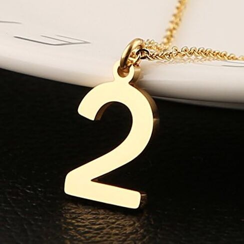 HZMAN Womens Stainless Steel Number 0-9 Charms Pendant Necklace 2 Colors Gold Silve in Saudi Arabia