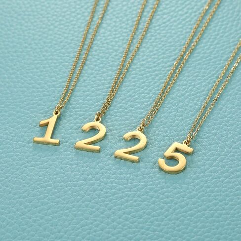 HZMAN Womens Stainless Steel Number 0-9 Charms Pendant Necklace 2 Colors Gold Silve in Saudi Arabia
