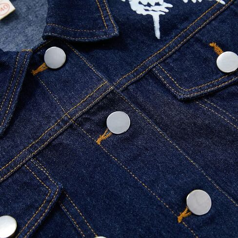 جاكيت جينز للفتيات من Kukume بأكمام طويلة وطبعة فراشات وأزرار معدنية للفتيات من عمر 3 إلى 12 سنة in Kuwait