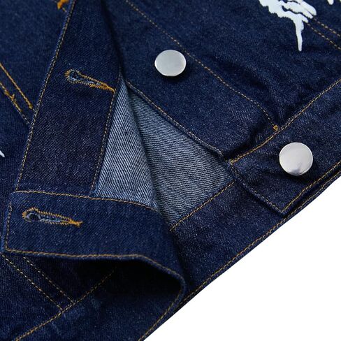 جاكيت جينز للفتيات من Kukume بأكمام طويلة وطبعة فراشات وأزرار معدنية للفتيات من عمر 3 إلى 12 سنة in Kuwait