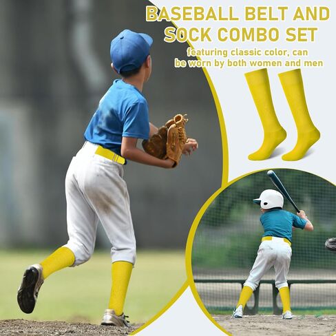 Zhanmai Baseball Belt and Socks Combo Adjustable Softball Socks and Belt Elastic Waist Belt for Youth Boys Girls, and Adult in Saudi Arabia