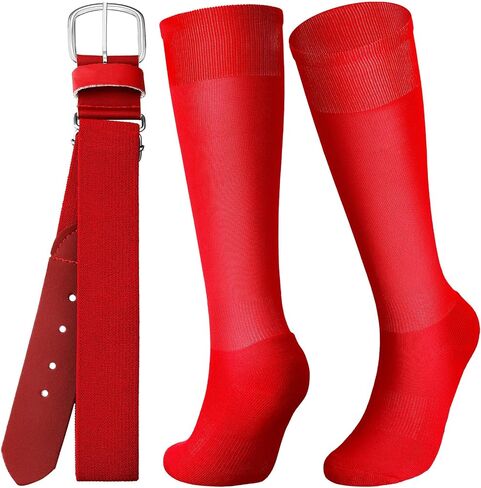 Zhanmai Baseball Belt and Socks Combo Adjustable Softball Socks and Belt Elastic Waist Belt for Youth Boys Girls, and Adult in Saudi Arabia