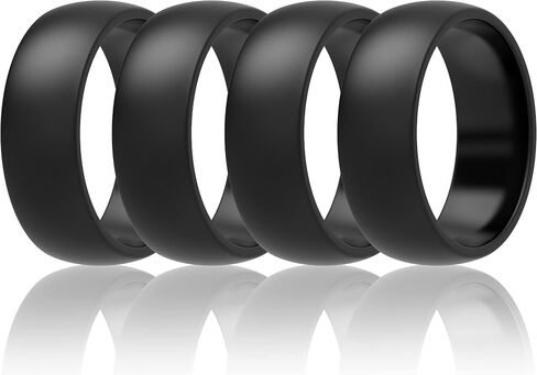 ThunderFit Mens Silicone Rings Wedding Bands - 7 Rings / 4 Rings / 1 Ring - Classic & Striped Style - 8.7 mm Wide - 2.5mm Thick in Kuwait