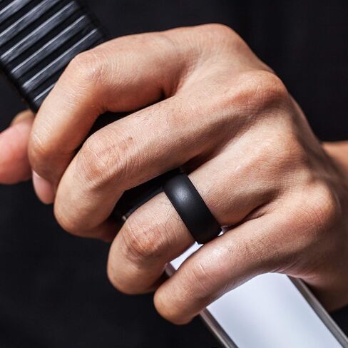 ThunderFit Mens Silicone Rings Wedding Bands - 7 Rings / 4 Rings / 1 Ring - Classic & Striped Style - 8.7 mm Wide - 2.5mm Thick in Kuwait