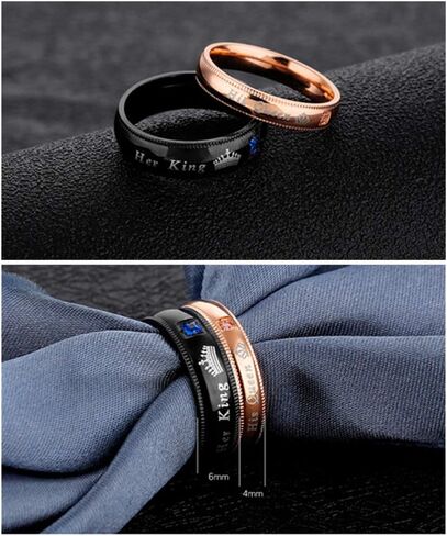 أساور زفاف من Her King His Queen للرجال والنساء، مصنوعة من الفولاذ المقاوم للصدأ للأزواج والأزواج المتطابقين مع خواتم وعد الخطوبة السنوية in Kuwait