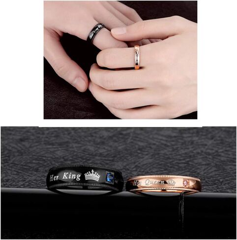 أساور زفاف من Her King His Queen للرجال والنساء، مصنوعة من الفولاذ المقاوم للصدأ للأزواج والأزواج المتطابقين مع خواتم وعد الخطوبة السنوية in Kuwait