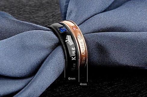 أساور زفاف من Her King His Queen للرجال والنساء، مصنوعة من الفولاذ المقاوم للصدأ للأزواج والأزواج المتطابقين مع خواتم وعد الخطوبة السنوية in Kuwait