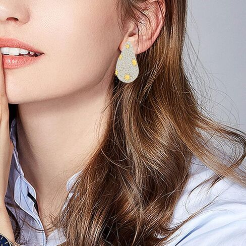 Gold Crystal Chunky Hoop Earrings for Women Asymmetry Sun Moon Rhinestone Teardrop Earrings Fashion Jewelry Gift for Women Girls in Saudi Arabia