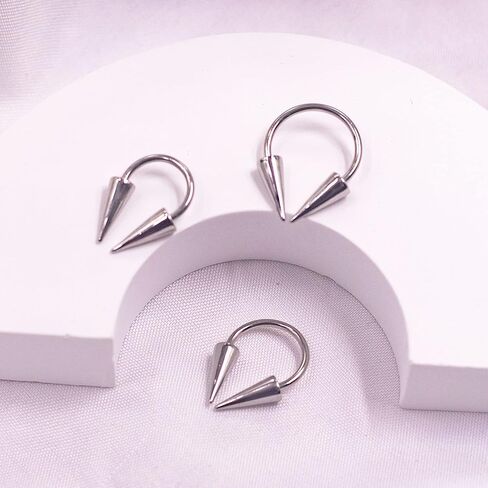 FLOGWE 16G 316L Spike Septum Rings Lip Rings Horseshoe Nose Rings, Rook Daith Helix Tragus Cartilage Earrings Hoop, Stainless Steel Lobe Lip Piercing for Women Men in Saudi Arabia