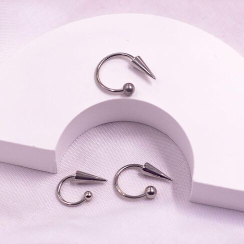 FLOGWE 16G 316L Spike Septum Rings Lip Rings Horseshoe Nose Rings, Rook Daith Helix Tragus Cartilage Earrings Hoop, Stainless Steel Lobe Lip Piercing for Women Men in Saudi Arabia