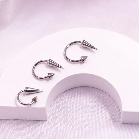 FLOGWE 16G 316L Spike Septum Rings Lip Rings Horseshoe Nose Rings, Rook Daith Helix Tragus Cartilage Earrings Hoop, Stainless Steel Lobe Lip Piercing for Women Men in Saudi Arabia