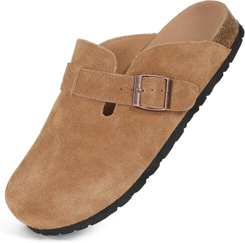Dumalum Clogs for Women Men Suede Clogs Adjustable Buckle Slip-on Cork Footbed Mules Clogs Antislip Sole Slippers Unisex in Saudi Arabia