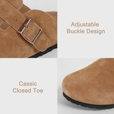 Dumalum Clogs for Women Men Suede Clogs Adjustable Buckle Slip-on Cork Footbed Mules Clogs Antislip Sole Slippers Unisex in Saudi Arabia