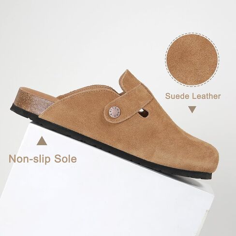 Dumalum Clogs for Women Men Suede Clogs Adjustable Buckle Slip-on Cork Footbed Mules Clogs Antislip Sole Slippers Unisex in Saudi Arabia