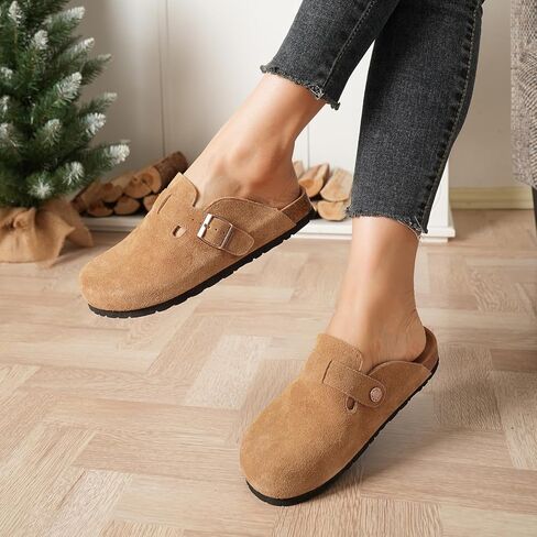 Dumalum Clogs for Women Men Suede Clogs Adjustable Buckle Slip-on Cork Footbed Mules Clogs Antislip Sole Slippers Unisex in Saudi Arabia