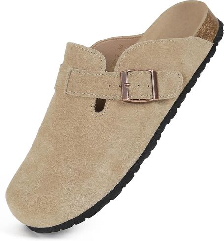 Dumalum Clogs for Women Men Suede Clogs Adjustable Buckle Slip-on Cork Footbed Mules Clogs Antislip Sole Slippers Unisex in Saudi Arabia