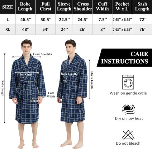 FELEMO Mens Plush Fleece Plaid Robe Soft/Warm Spa Bathrobe for Men, Shawl Collar in Kuwait