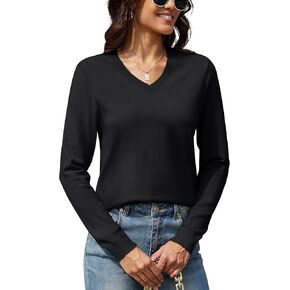 MAGCOMSEN Women's V Neck Sweater 2024 Spring Casual Long Sleeve Tops Knit Lightweight Pullover Sweaters Jumper in Saudi Arabia