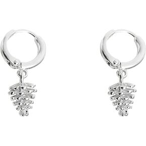 Cute Pinecone Dangle Hoop Earrings for Women Girls Silver Plated Charms Small Fruit Tree Drop Dangling Cartilage Hypoallergenic Huggie Hoops Fashion Autumn Forest Statement Jewelry Unique Gifts in Kuwait