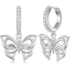 Earship Heart/Cross/Butterfly/Evil Eyes/Star/Dragonfly/Infinity Heart Dangle Hoop Earrings with Cubic Zirconia Christmas Valentine's Day Anniversary Birthday Jewelry Gifts for Women Girls in Kuwait