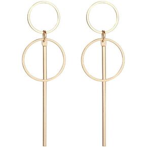 Geometric Double Circle Hoop Dangle Earrings Simple 8 Infinity Knot Bar Tassel Drop Earrings for Women Jewelry