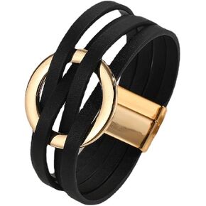 xuzhiyuan بسيط بوهو دائرة سحر الجلود التفاف سوار اليدوية الطبقات الكفة الأساور البوهيمي متعددة الإسورة أساور عطلة المجوهرات هدية للنساء الفتيات في سن المراهقة in Kuwait