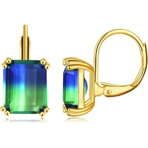 CiNily Emerald Cut Drop Dangle Earrings for Women Girls 18K White Gold Plated Cubic Zirconia Simulated Diamond Dangle Earrings Jewelry Gifts for Weddings Birthday Party