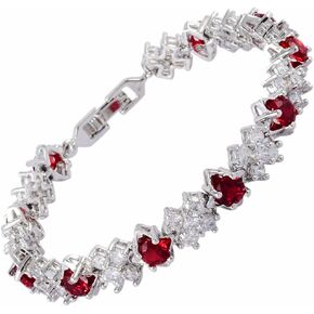 RIZILIA BLOSSOM Tennis Bracelet & Round Cut CZ [6 Colors available] in White Gold Plated, 7"