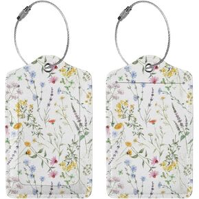 BLOCIT 2 عبوة من علامات الأمتعة مع غطاء للخصوصية - حلقة من الفولاذ المقاوم للصدأ، بطاقة عنوان - حقيبة سفر لطيفة لحقائب السفر للنساء والرجال والأطفال والفتيات (زهور ونباتات جميلة) in Kuwait