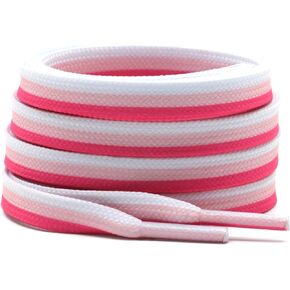 DELELE Colored Striped Flat Shoelaces: Sneakers Replacement Shoe Laces 2 Pair