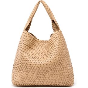 MELOLILA Large Woven Bag Tote Bags for Women Vegan Leather Tote Bag Woven Purse Woven Handbag