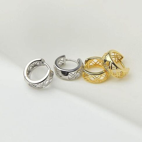 YumaHan Small Gold Huggie Hoop Earrings For Women Girls, 14k Gold Plated Mini Dainty Round Cartilage Earrings, 925 Sterling Silver Hypoallergenic Filigree Loop Earrings, Trendy Jewelry Gifts For Her in Saudi Arabia