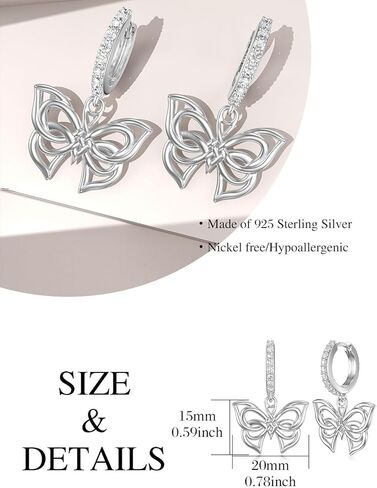 Earship Heart/Cross/Butterfly/Evil Eyes/Star/Dragonfly/Infinity Heart Dangle Hoop Earrings with Cubic Zirconia Christmas Valentine's Day Anniversary Birthday Jewelry Gifts for Women Girls in Kuwait