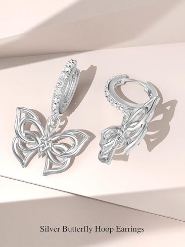 Earship Heart/Cross/Butterfly/Evil Eyes/Star/Dragonfly/Infinity Heart Dangle Hoop Earrings with Cubic Zirconia Christmas Valentine's Day Anniversary Birthday Jewelry Gifts for Women Girls in Kuwait