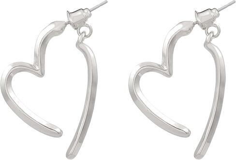Locrccl 14k Gold plated Heart Huggie Chunky Hoop Earrings for Women Design Elegant Vintage Open Stud Earrings Love Heart Minimalist Earrings for Girls Christmas in Kuwait