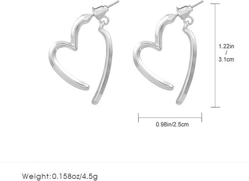 Locrccl 14k Gold plated Heart Huggie Chunky Hoop Earrings for Women Design Elegant Vintage Open Stud Earrings Love Heart Minimalist Earrings for Girls Christmas in Kuwait