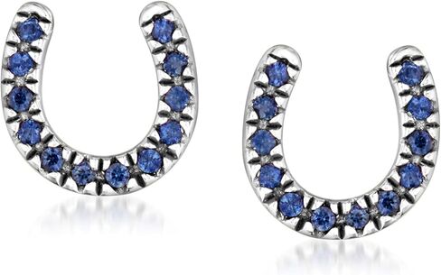 Ross-Simons 0.10 ct. t.w. Sapphire Horseshoe Earrings in Sterling Silver in Saudi Arabia