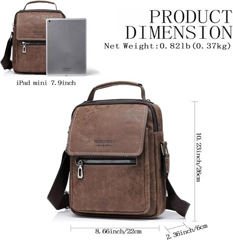 حقيبة يد جلدية للرجال حقيبة يد صغيرة كروسبودي حقائب كتف للسفر رسول لرجل محفظة, One Size in Kuwait