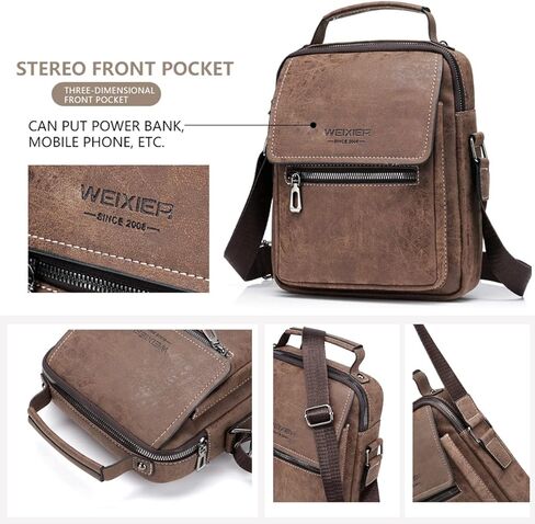 حقيبة يد جلدية للرجال حقيبة يد صغيرة كروسبودي حقائب كتف للسفر رسول لرجل محفظة, One Size in Kuwait