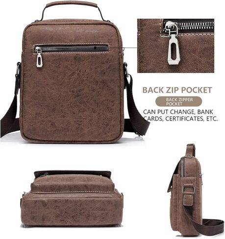 حقيبة يد جلدية للرجال حقيبة يد صغيرة كروسبودي حقائب كتف للسفر رسول لرجل محفظة, One Size in Kuwait