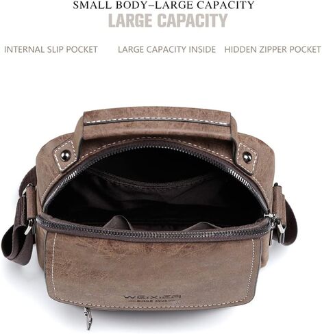 حقيبة يد جلدية للرجال حقيبة يد صغيرة كروسبودي حقائب كتف للسفر رسول لرجل محفظة, One Size in Kuwait