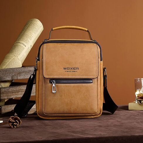 حقيبة يد جلدية للرجال حقيبة يد صغيرة كروسبودي حقائب كتف للسفر رسول لرجل محفظة, One Size in Kuwait