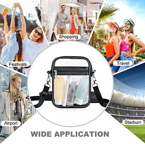 شنطة ماسنجر شفافة - شنط كروس شفافة للنساء والرجال - شنطة يد ماسنجر شفافة من بلاستيك PVC للحفلات الموسيقية والمناسبات الرياضية والمتنزه، شفافة in Kuwait