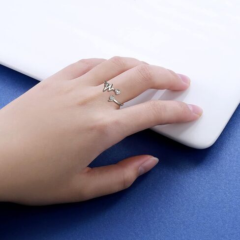 APOTIE Sterling Silver Semicolon Inspirational Ring - S925 Heartbeat Keep Going Rings Jewelry Gifts for Women Girls in Saudi Arabia