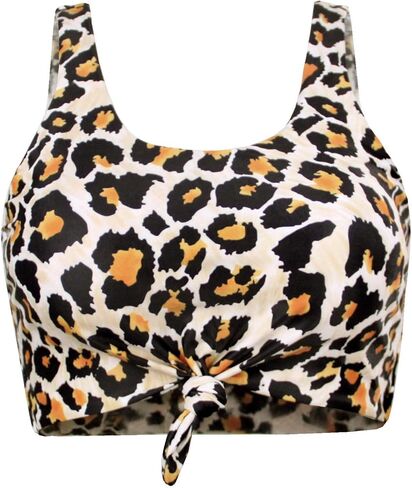 Balasami المرأة ريترو سكوب رابطة عنق عقدة الرسم طباعة مبطن تانك المحاصيل الأعلى التغطية الكاملة بيكيني ملابس السباحة فقط in Kuwait