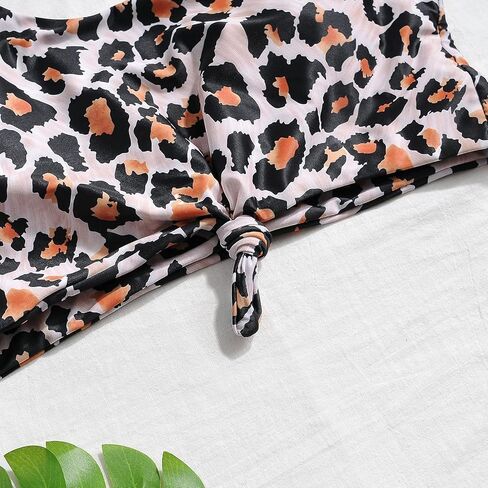 Balasami المرأة ريترو سكوب رابطة عنق عقدة الرسم طباعة مبطن تانك المحاصيل الأعلى التغطية الكاملة بيكيني ملابس السباحة فقط in Kuwait