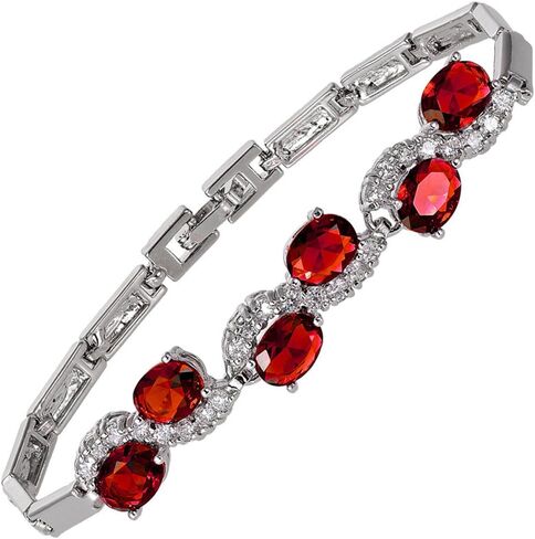 RIZILIA Tennis Bracelet & Oval Cut CZ [6 Colors available] in White Gold Plated, 7" in Saudi Arabia