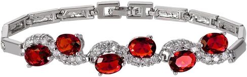 RIZILIA Tennis Bracelet & Oval Cut CZ [6 Colors available] in White Gold Plated, 7" in Saudi Arabia